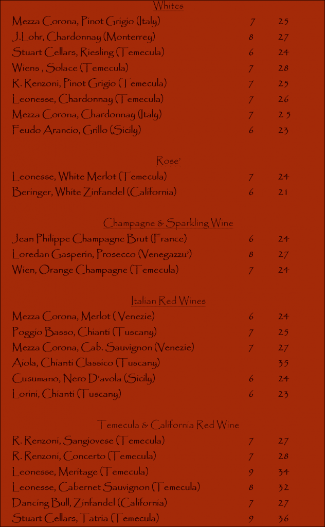 Wine List